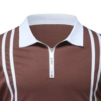 Košulje za muškarce Casual Splice Strip patentni zatvarač na vrhu sila za ovratnik za bluzu s dugim rukavima polos majica