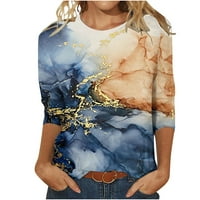 Hesxuno rukave za žene za žene, modne žene New Style Štamparske košulje Lood Fit Retro Crewneck bluze