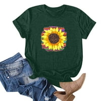 Ženska modna cvijeća tiskara O-izrez kratka majica labava bluza Vrh na prodaju zelena
