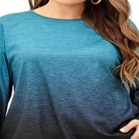 Žene plus veličina labave dugih rukava gradijentna majica za majicu Crew vrat pulover vrh