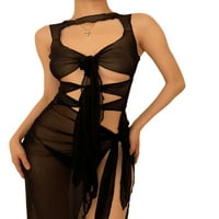 Ženska seksi čipka Maxi haljina Pogledajte kroz bodycon dugi haljinu sheer mreža midi y2k haljina za