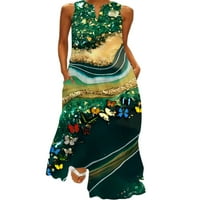 Dame Ljeto plaža Sundress cvjetni print Maxi haljine V izrez duga haljina žene seksi partija stil-b