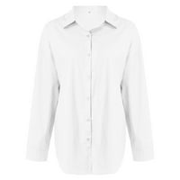 Fabiurt ženski kardigan ženski novi udoban modni kardigan čvrsta boja labava opuštena majica s dugim rukavima, bijela