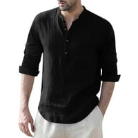 Outfmvch Cardigan za muškarce muške casual čvrste majice džep dugih rukava zastoj ovratnik majica ženske vrhove crne boje