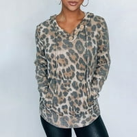 Penskeiy Hoodies za žene Žene Leopard Camos Snake Print Dugi rukav džepni kapuljač kapuljača vrhovi