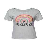 Porodične majice roditelj-dete za WomenShirt Svježe Rainbow Pismo Ispis okrugli vrat pulover s kratkim rukavima