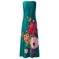Cuoff Ljetne haljine za žene Ležerne prilike za ispis Veliki haljina s rukom s rukavima s rukavima s rukavima Cyan M