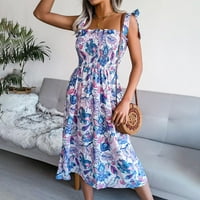 Žene Ljeto bez rukava za bez rukava, suknje s tiskanim suknjem Bohemian Holiday Maxi haljina