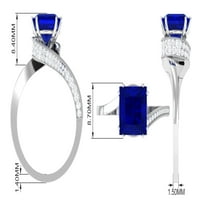 Princeza Cut Lab Odrastao je Blue Sapphire Prsten s dijamantskim, dizajnerskom obilaznom prstenom, srebrnim srebrom, SAD 11.00