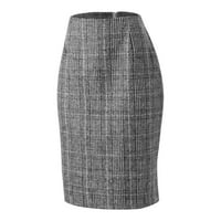 Suknje za olovke za žene za žene jeseni zimski visoki struk bodycon duljina koljena vuna midi suknja