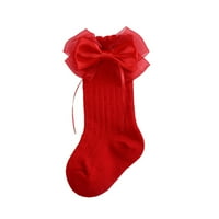 Tsseiatte novorođenčad za djecu duge čarape Princess Solid Color Tassel Big Bowknot Over-the-the-the