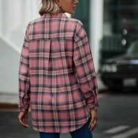 Cleariance ženske plairane vunene duge jakne Ležerne prilike Casual-Block rever up up flannel majice