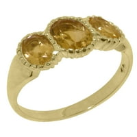 Britanci napravili tradicionalni zlatni prsten 18k sa prirodnim citrinskim ženskim obećajući prsten - veličine opcija - veličine 4,25