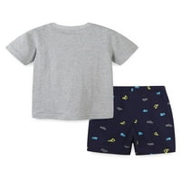 Rejlun Toddler Ljeto odijelo Kratki kratkih kratkih kratkih rukava Odjeća posade Smiješne vrhove + kratke hlače Elastična struka Početna 5T