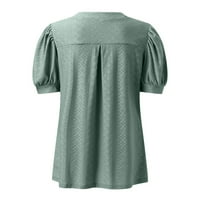 T majice za žene Trendy Jesen Ljeto V izrez Solid Color Hollow Bubble kratki rukav Labavi gornji ženski majice