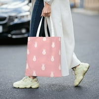 Tote torba, estetska torba za žene za žene učitelja Kupovina poklon torba savršena za namirnice, školu i plažu-ružičasti uzorak ananasa