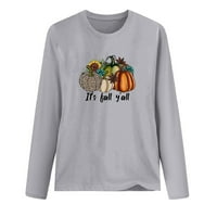 Elaililye Fashing Božićne ženske košulje Okrugli grafički grafički otisci Jesen pulover Top bluza s dugim rukavima