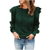 Anuirheih Turtleneck pleteni džemper za žene za žene s dugim rukavima od pune boje labave dnak s dna