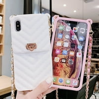 Dteck Case za Apple iPhone Pro, modna djevojka torbica crossbody lančana kartica držač nosača novčanik kafić kućica otporni na silikon nazad, bijeli poklopac