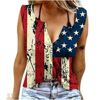 Američki tenkovi za zastavu za ženska patriotska majica USA zastava zvijezde Stripes Print majica bez