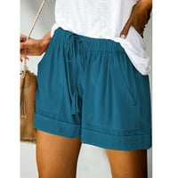 Ljetne cašice za žene Elastični visoki struk široki noga labavi kratke hlače od plaže na plaži sa džepovima