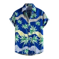 Muška majica Proljeće i ljetna muška majica na plaži Havajski cvjetna majica s kratkim rukavima Blue