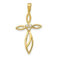 Real 14KT žuti zlatni AA Diamond Cross Privezak; za odrasle i tinejdžere; Za žene i muškarce