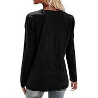 Miayilima ženske košulje casual vrhove majice za žene zimski pad dugih rukava V-izrez majice crne m