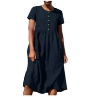 Caveitl Ležerne haljine za žene Trendy, Ženski ljetni novi temperament Elegantni gumb Solid Color Labavi