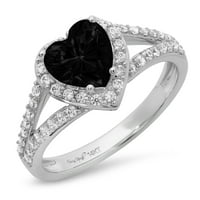 1.49ct srce Crni prirodni na prirodni ony 18k bijelo zlato ugraviranje izjava bridalna godišnjica Angažman vjenčano halo prstena veličine 4,75