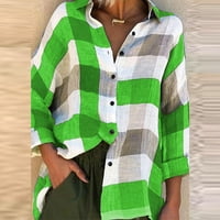 Entyinea Womens Plus Veličina tunike Tun je dugi rukav čvrst tanak Slim Fit TEE majica zelena 4xl