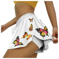 Tking Modni ženski ljetni kratke hlače Ležerni labav vučni tenis Print Culottes Orange 2xl