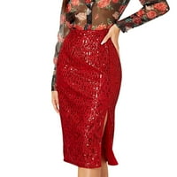 Žene Čvrsti boju Sequins Fashion High Sheik Slim Ležerne suknje Kuća za odmor Ženska Dnevna odjeća