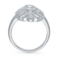 Sterling srebrna pometičarna kubična cirkonija CZ Izjava Art Deco modni prsten za žene, rodijumske veličine