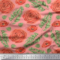 Soimoi narančasta teška platna tkanina Laurel lišće i kamelias cvjetni ispis tkanini uz dvorište široko