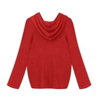 Dolight Pad, Zimski kardigan džemperi za žene, plus, prevelizirani, topli, crveni, ženski modni labavi velike veličine Jednobojni kapuljač duge rukavi dugi rukavi