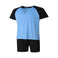 Sprifallbaby Muške ljetne pidžame Kontrastna boja kratka odjeća gornja donji loungewear pidžama set Početna odjeća Dan oca