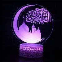 ASdomo islam Eid Ramadan LED lampica, 3D Mjesec lampica sa dodirnim bojama, Mubarak pokloni za kućni dekor, muslimani vjernici