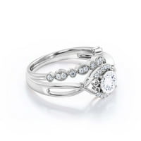 Zasljepljujući pola halo 1. Carat Round Cut Diamond Moissite Angažman prsten za vjenčani prsten u 10K čvrsto bijelo zlato, poklon za njen, obećajući prsten, obljetni prsten, set za mladenku, meč