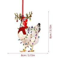 Božićni piletinski akrilni ukrasi Božićne ukrase drvca sa božićnim šal pilećim božićnim ukrasima Privjesak