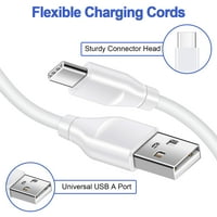 C kablovi, tip C USB kablovi 6ft, haoano USB tip C do USB kabela Android tip C punjač za punjenje USB-C telefonski kablovi, bijeli