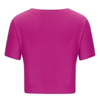 Ženski kratki rukav čvrsti vrhovi Ljetni posadni vrat kratka dužina majica bluza za mršavljenje majica