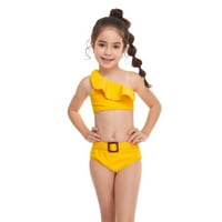 Finelylove kupaći kostim za žene podstavljeni sportski grudnjak u stilu visokog struka Žuta m