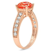 2.18ct okrugli rez Crveni simulirani dijamant 18k ružičasti ružičasti zlato GRAVING Izjava bridalne