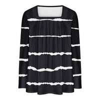 GOSUGUU Clearsance majica s dugim rukavima za žene plus trendy tiskani kvadratni vrat Pleted pulover