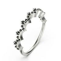 0,50CT Black Diamond Moissanite čipkaste rubne prsten 18k bijelo zlato preko srebrnog vjenčanog pojasa