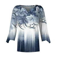 Strunđati Ženska modna V-izreza Print Ruvers Print Majica Slim TOP Ležerne prilike Bluze za žene Dressy Ležerne prilike