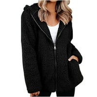 Fuzzy topli zimski kaputi za žene Fleece pune zatvarače zimske jakne labavo uzgajaju