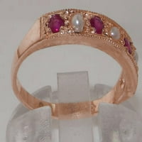 Kulturirani biser i rubin ženski prsten od 15K i rubin ženski izgled - - veličina za dostupnost