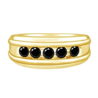 0. Carat okrugli crni prirodni dijamantski ručni prsten za kamenu zauzeće 10k čvrsto zlato